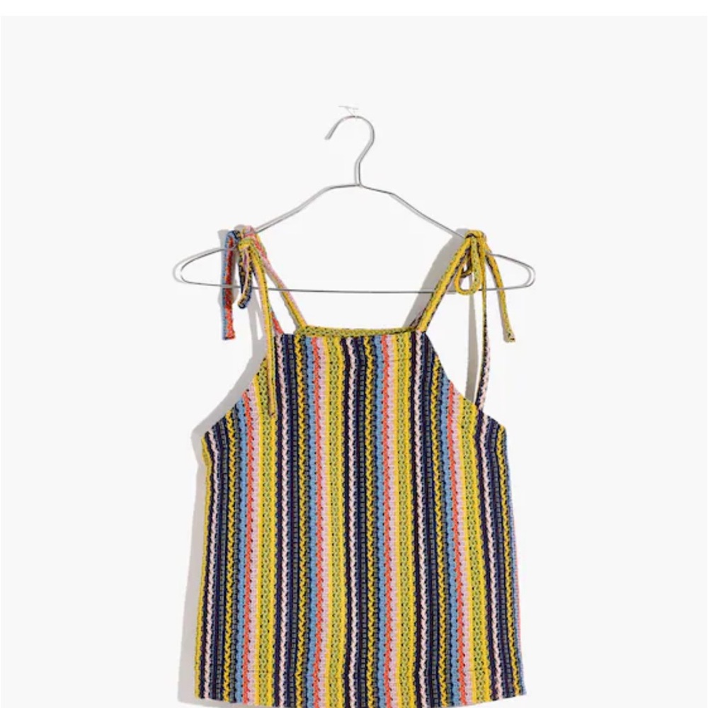 Madewell Tie-Shoulder Tank Top in Rainbow Crochet
